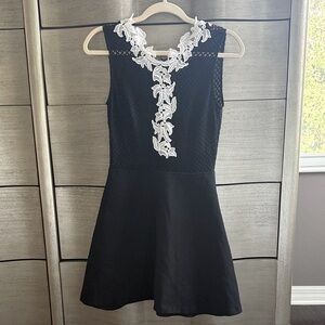 Sandro Black Dress with White Lace Detail